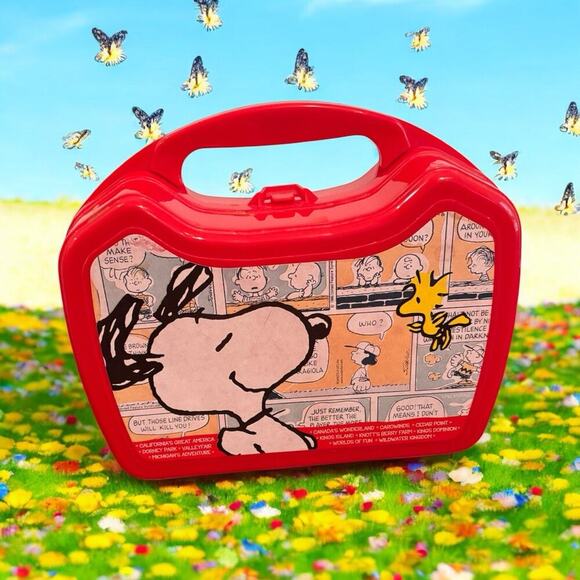 Snoopy Whirley Drink Works Plastic Lunch Box Red - Picture 1 of 5